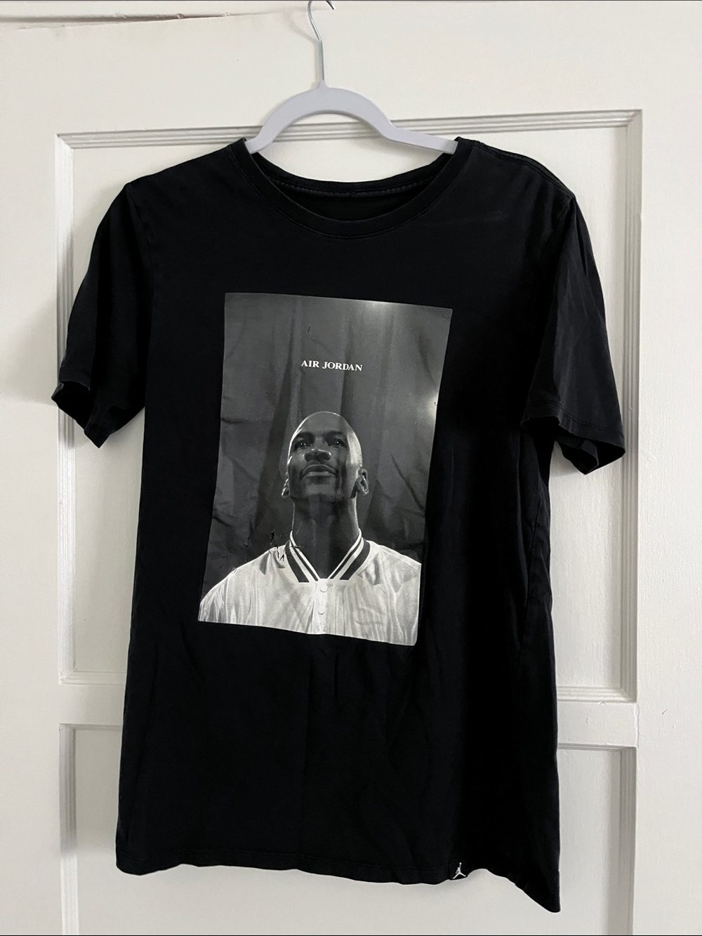 Jordan Black Crewneck Tee with Monochrome Michael Jordan Graphic